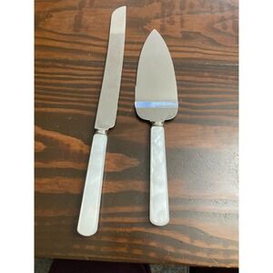 Prill Stainless Sheffield England Wedding Knife & Server Mother of Pearl Handles